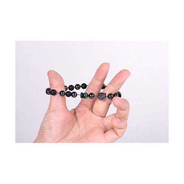 Karseer-Black-Panther-Natural-Stone-Anxiety-Bracelet-Healing-Crystals-and-Magnetic-Energy-Balance-Stress-Relief-Beaded-Bracelet-Yoga-Meditation-Praying-Protection-Jewelry-Gift Karseer Black Panther Anxiety Bracelet, Natural Matte Onyx Healing Crystal and Magnetic Hematite Energy Balance Stone Beaded Elastic Bracelet, Handmade Prayer Meditation Stress Relief Bracelet