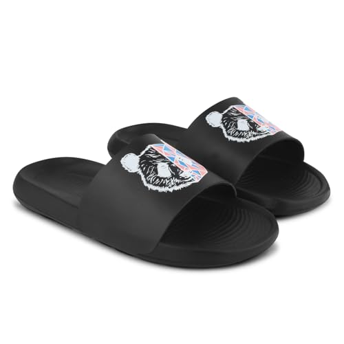 Image of PERY-PAO Sliders Mens White, Black, Grey, Sky blue Design Toxic, Spider, Dope, Panda Printed Flip Flop & Slippers