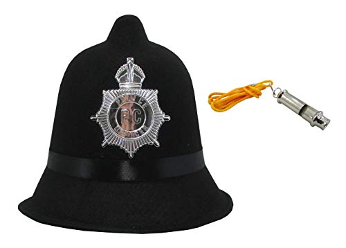 Nicky Bigs Novelties English Bobby British Office Policemen Felt Hat Whistle Halloween Accessory Kit
