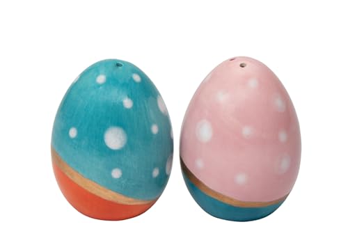 Cosmos Gifts 21050 Ceramic Blue & Pink Polka Dotted Easter Eggs Salt And Pepper Shakers cover