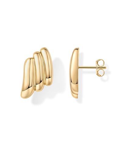 PAVOI 14K Gold Plated Chunky Geo Stud Earrings for Women - Bold Earrings Statement Jewelry