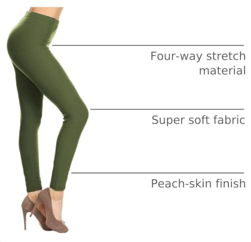 Image of Leggings Depot Women's High Waist Leggings Soft 1 inch Waistband Solid Pants - Regular, Plus, 1X3X, 3X5X