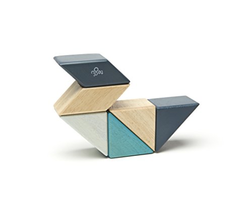 Image of 6 Piece Tegu Pocket Pouch Prism Magnetic Wooden Block Set, Blues
