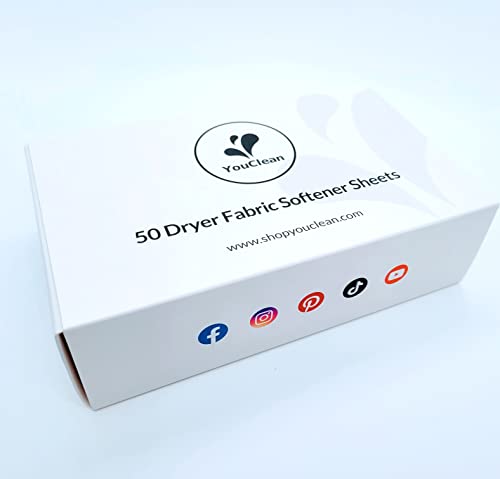 YouClean (Fresh Linen) - Family Pack 50 loads- Fabric Softener Dryer Sheets - Biodegradable / Hypoallergenic / Eco Friendly