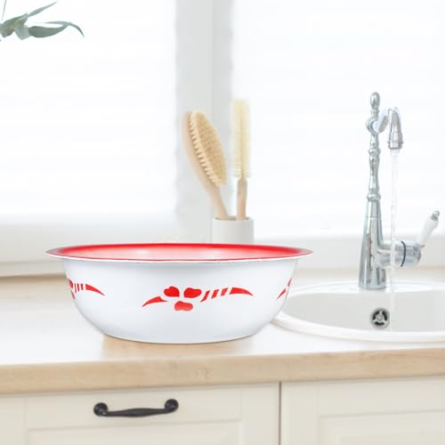 Tazón vintage grande esmaltado 36 cm resistente para cocina miniatura 6