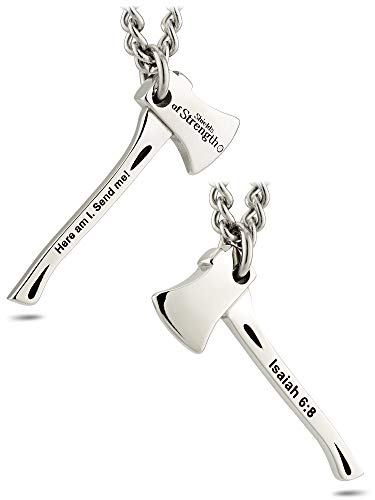 Men's Stainless Steel Axe Necklace - Isaiah 6:8