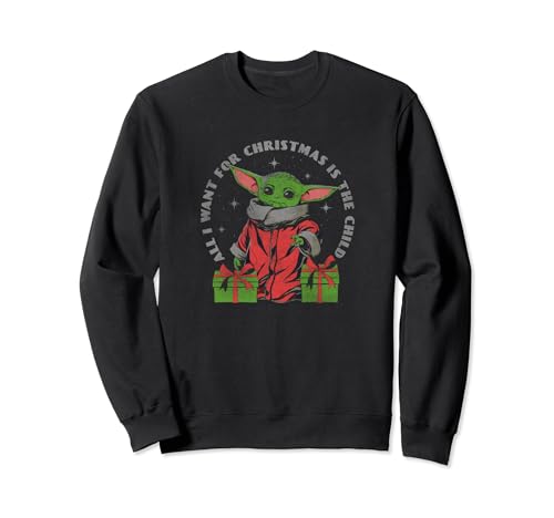Sweatshirt Mandalorian Star Wars avec motif de l'Enfant Baby Yoda style Noël pour homme et femme