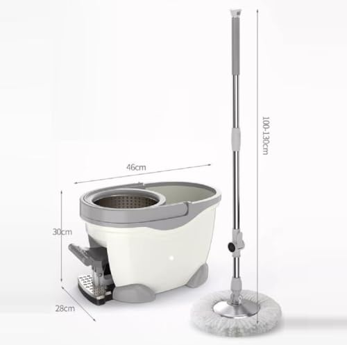 JUNYFFF Wischmopp Set Mit Eimer, 2 in 1 Bodenwischer Komplett Set Mit 3 Microfaser Moppkopf Und Teleskopstiel, Einziehbarer Wischmopp Mit Auswringfunktion Für Alle Hartböden,Blau – Bild 3