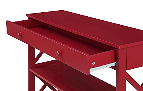 Image of Convenience Concepts Oxford 1 Drawer Console Table with Shelves, Cranberry Red