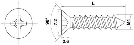 200pcs Qrity M4 Stainless Steel Self Tapping Screws Phillips Flat Head Srews DIY Woodworking Screws (100PCS M4 x 10mm, 100PCS M4 x 12mm)