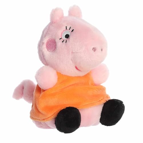 Image of Aurora® Playful Peppa Pig™ Mummy Pig Palm Pals™ Stuffed Animal - Officially Licensed Toys for All Fans - Perfect for Birthdays, Adults and Kids All Ages - Pink 5 Inches
