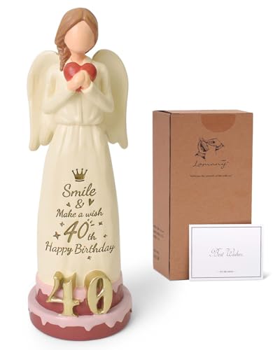 NINNSSOT Regalos Originales de 40 Cumpleaños Mujer, Personalizados 40 Años Figura de Angel Esculpida Decoracion Fiesta para Mamá, Esposa, Amiga, Hermana