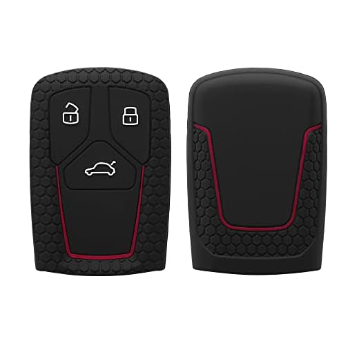 kwmobile Funda de Silicona para Llave Smartkey de 3 Botones para Coche Audi (Solamente Keyless Go) - Carcasa Protectora Suave de Silicona - Case Mando de Auto Negro/Rojo
