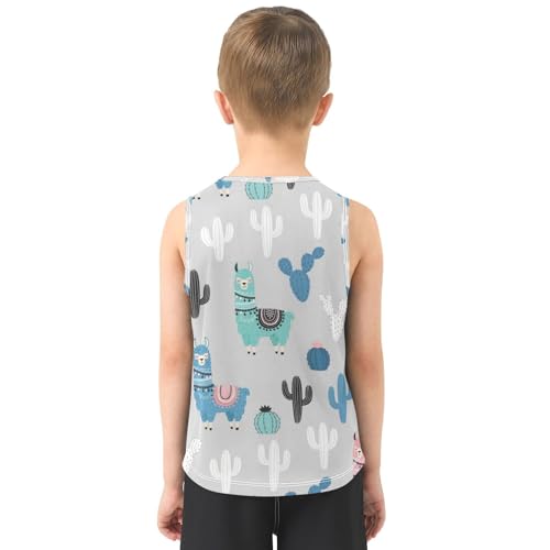 J JOYSAY Colorful Llama Cactus Boys Tank Top Sleeveless Muscle Shirts Quick Dry Workout Sport Active Kids T-Shirts 3-15T3