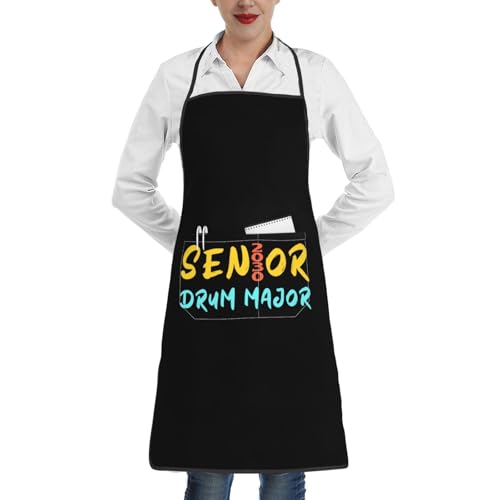 nopicsn Senior 2030 Drum Major Apron for cooking with Pockets Women Men Kitchen Chef Funny Aprons