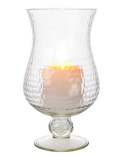 Luna Bazaar Large Glass Hurricane Pillar Candle Holder (5x10-inch, Abigail Design, Clear) - Elegant Flower Vase Centerpiece Decor for Home Weddings Parties Events, Ideal Housewarming Gift