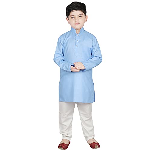 Image of SG YUVRAJ Raw Silk Kurta Set for Boys