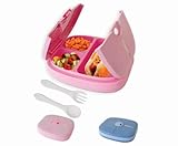 BUBBLOO Bento Box for Kids with Silverware - 3 Compartment Ideal Portion Sizes - BPA Free Removable Plastic Tray - Leak Proof Kids Lunch Box, Pink
