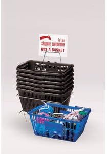 ブラックプラスチックショッピングバスケット6個。