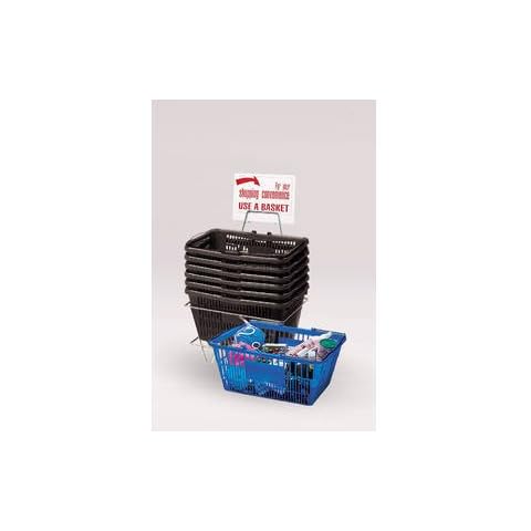 6 Black Plastic Shopping Baskets Cover