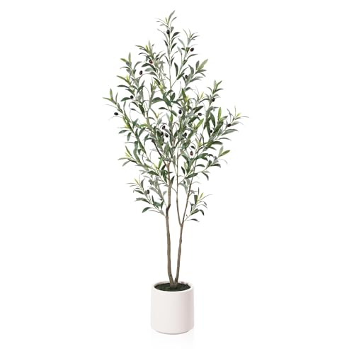LOMANTO Artificial Olive Trees, 5 ft Tall Fake Olive...