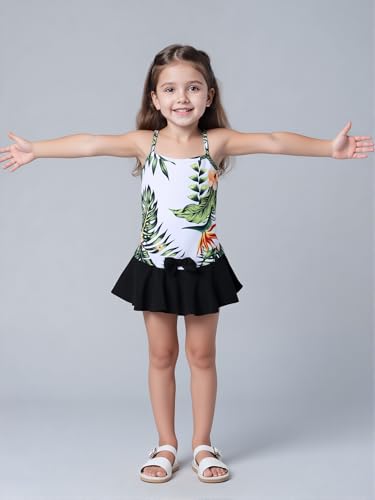 IFFEI Mommy and Me Swimsuits One Piece Family Matching Swimwear Coconut Tree Printed Deep V Neck Bathing Suits4