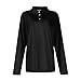 Womens Fashion 2025 Lapel Long Sleeve Polo Shirts with Collar Button V Neck Casual Business Golf Clothes Blouses Tops（1-Black,3X-Large）