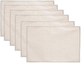 Lify Cotton Canvas Placemats - DIY Table Mats Heat-Resistant Non-Slip Insulation Table Runner for Kitchen Dining Room Table Decoration- Set of 6 (Off-White)