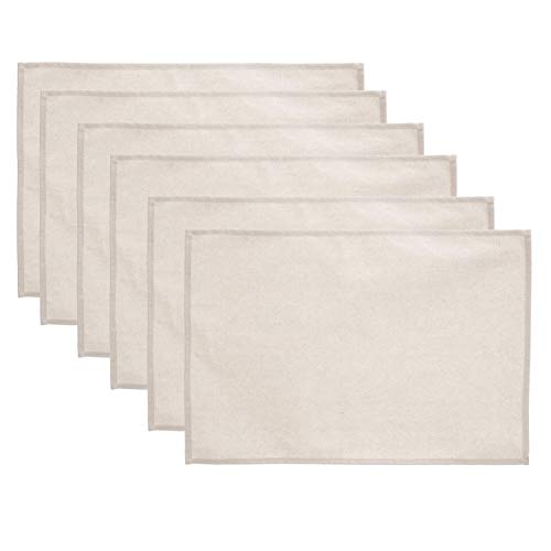 Lify Cotton Canvas Placemats - DIY Table Mats Heat-Resistant Non-Slip Insulation Table Runner for Kitchen Dining Room Table Decoration- Set of 6 (Off-White)