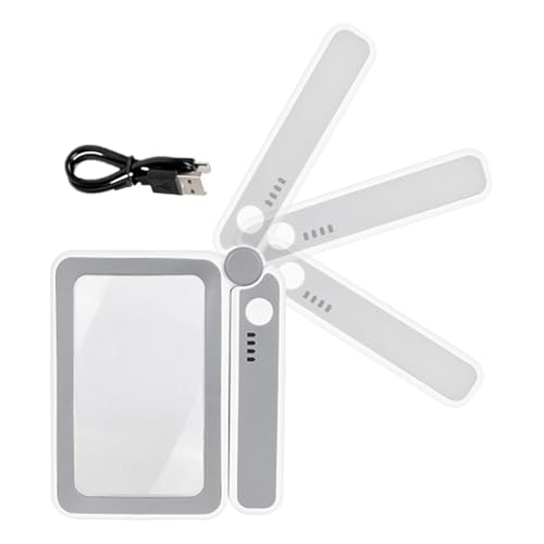 LearnLyrics Lupa de Lectura, Lupa de Lectura | Lupa de Lectura Iluminada - Lupa de Mano con Luces LED, Lupa de Libro Recargable, Lupa de Página Plegable