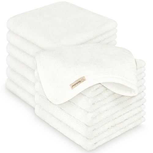 Image of 12-Pack Baby Washcloths, Soft Absorbent Washcloths for Face, Body (White)