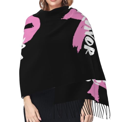 Breast Cancer Awareness Tassel Scarf, Winter Warm Scarves Shawls Blanket For Women4