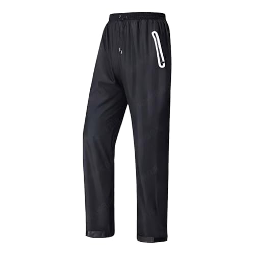 Pantalones de trabajo de doble capa, pantalones de senderismo al aire libre para hombre, pantalones deportivos sueltos para correr, pantalones Y2K, pantalones de lluvia con cordón y cremallera,