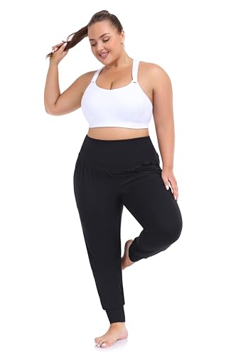 ZERDOCEAN Women's Plus Size Yoga Joggers Pants Casual Comfy Workout Lounge Pants with Pockets4