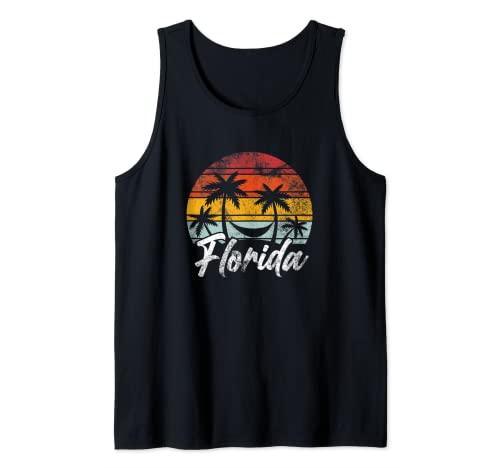 Florida Sonnenuntergang Ozean Retro Stil Urlaub Amerika FL USA Sonne Tank Top