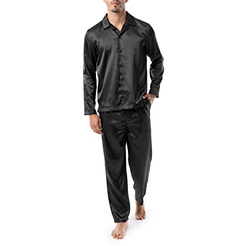 Joseph Abboud Men's Long Sleeve Charmeuse Satin Pajama Sleep Set