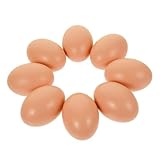 Gogogmee 8 Piezas Huevos Artificiales de Madera sin Simulación Realista para Manualidades DIY Decoración de Pascua y Entrenamiento de Gallinas Color Beige