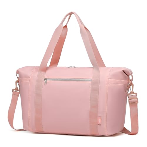 Kono Bolsa de Viaje de 46 x 30 x 20 cm, para Debajo del Asiento, con Bolsillo húmedo, Equipaje de Mano, Bolsa de Fin de Semana, para Mujeres y Hombres (Rosa)
