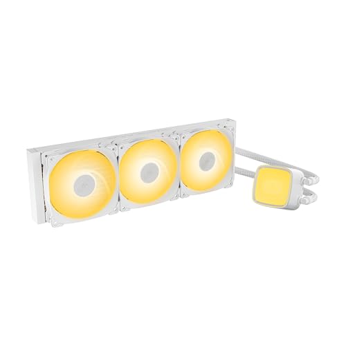 ジオメトリック フューチャー エスキモープロ - 360mm AIO CPU 液体ウォータークーラー - RGB PWM Squama 2501W ファン x 3 - フィット インテル LGA 1700、AMDAM5 -ホワイト- (GEO-EP-36W