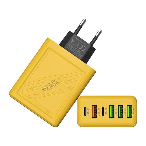 Estación de carga para múltiples dispositivos, cargador USB de 6 puertos - Adaptador de cargador de escritorio de 15 W,Cargador de escritorio de carga rápida Estación de cargador USB múltiple Bloque