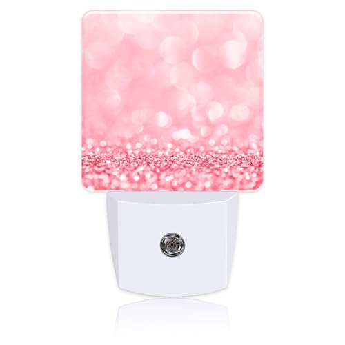 Image of Pink Glitter Night Light,Plug into Wall with Dusk to Dawn Light Sensors,LED Nightlights for Bedroom,Bathroom,Kitchen,Hallway,Room Decor for Boys Girls Women Men