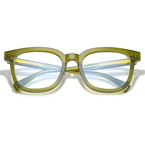 Image of VISOONE Square TR90 Lightweight Anti Glare UV400 Gaming Computer Glasses | 99% Digital Screen Filter Non-Prescription Clear Lens Oversized Frame Trendy Fashion Blue Light Blocking Women Men NOE