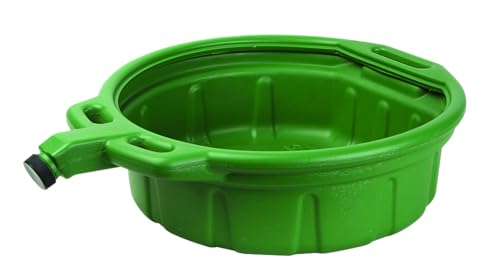 Groz Antifreeze Drain Pan 4.25 Gallon / 16 Liter Green HDPE Coolant Catch Pan with Anti-Splash Lip Baffles Large Handle and Anti-Spill Spout Cap for Auto Shops and Garages (41961)