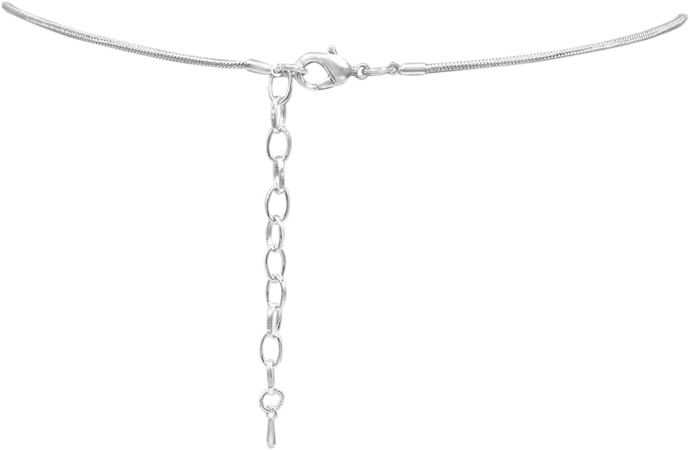 Rosemarie & Jubalee Women's Beautiful Enamel Coated Textured Metal Charms On Snake Chain Necklace Earrings Set, 16"+3" Extender