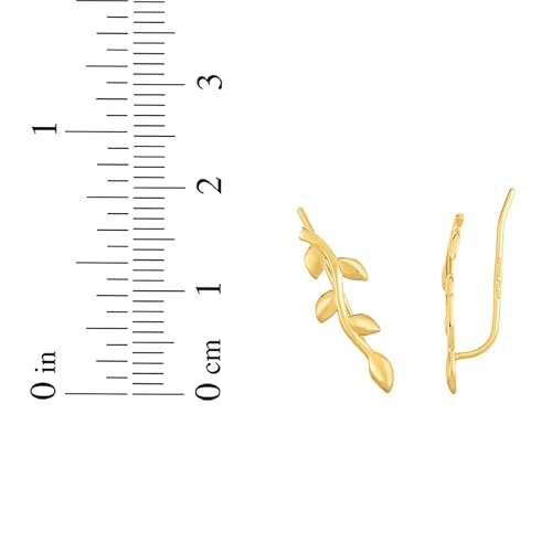 Floreo 14k Yellow Gold 20mm Leaf Ear Climber Earrings3