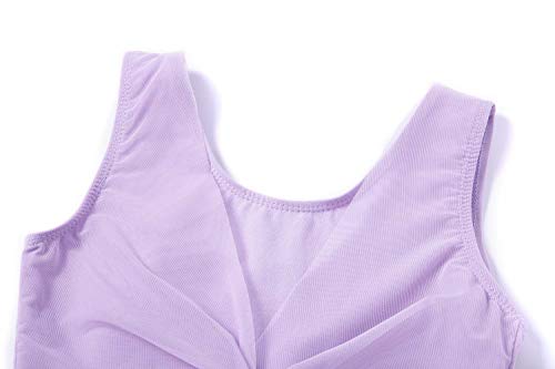 Image of MdnMd Sleeveless Tank Leotard for Girls with Mesh Cross Front