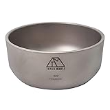 TITAN MANIA(チタンマニア) ボウル チタン製 L 420ml 二重構造 軽量 カップ 皿 お茶碗 食器 おしゃれ どんぶり スープボウル 丼 ライスボウル ミニ 大きめ 小さめ ソロキャンプ バーベキュー アウトドア キャンプ用品 収納袋付き