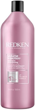 Redken Hair Shampoo, Volume Injection Shampoo, Hair Volumizer For Fine Hair, Volumizing Shampoo Adds Lift & Body, With Filoxane, Paraben Free, 1000 ML