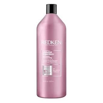 Redken Hair Shampoo, Volume Injection Shampoo, Hair Volumizer For Fine Hair, Volumizing Shampoo Adds Lift &amp; Body, With Filoxane, Paraben Free, 1000 ML