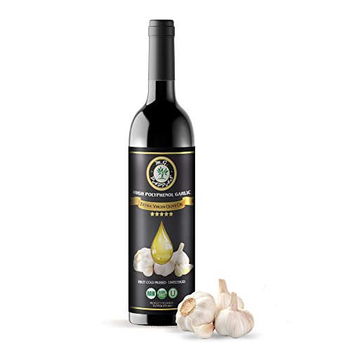 M.G. PAPPAS High Polyphenol Rich Garlic Infused Olive Oil - Extra Virgin Olive Oil - Over 500mg/kg -...